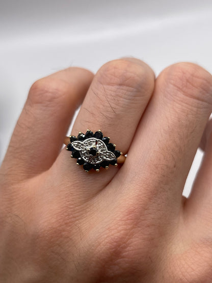 9ct gold sapphire and diamond ring