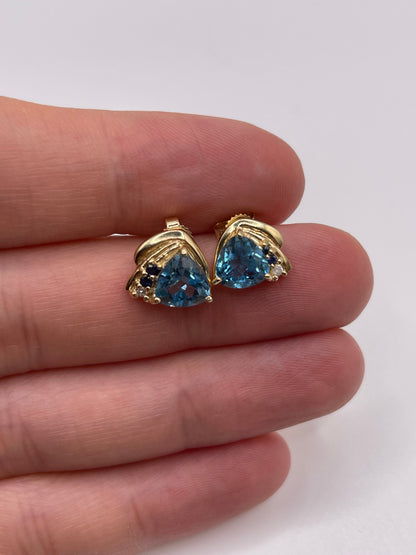 9ct gold topaz, sapphire and diamond earrings