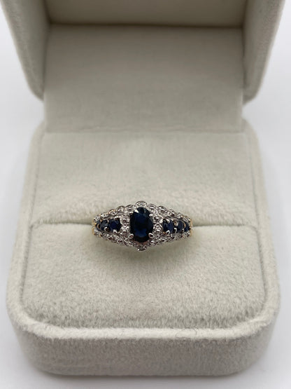 9ct gold sapphire and diamond ring