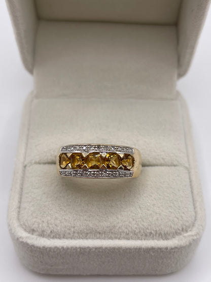 9ct gold citrine and diamond ring