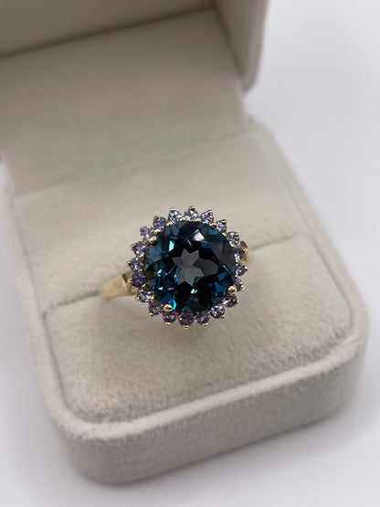 9ct gold topaz and tanzanite ring