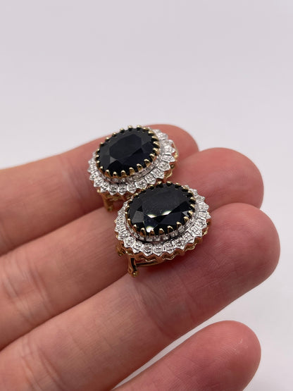 9ct gold sapphire and diamond earrings