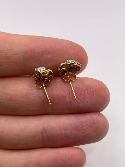 9ct gold opal earrings