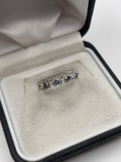 9ct two tone gold sapphire and diamond ring