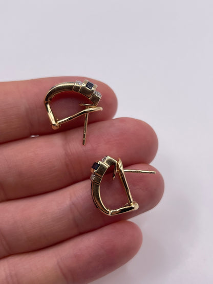 9ct gold sapphire and diamond earrings
