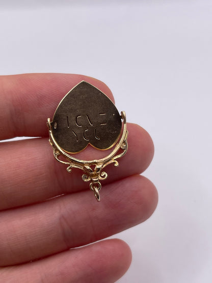 9ct gold I love you spinner pendant