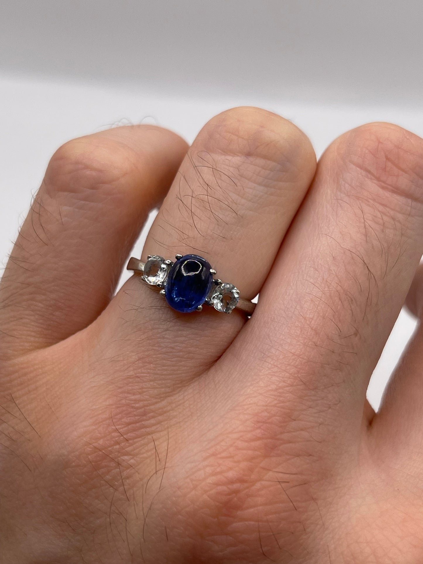 Silver kyanite ring