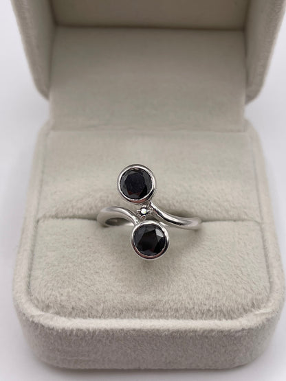 9ct white gold black diamond ring