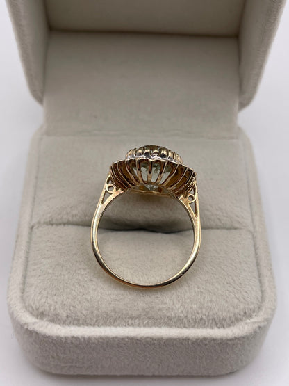 9ct gold green amethyst and diamond ring