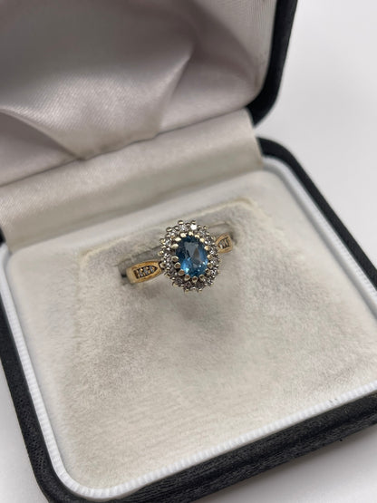 9ct gold topaz and diamond ring