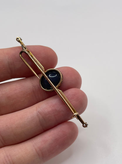 Antique 9ct gold opal and diamond brooch