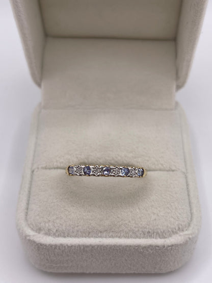 9ct gold tanzanite and diamond ring