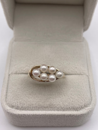 9ct gold pearl cluster ring