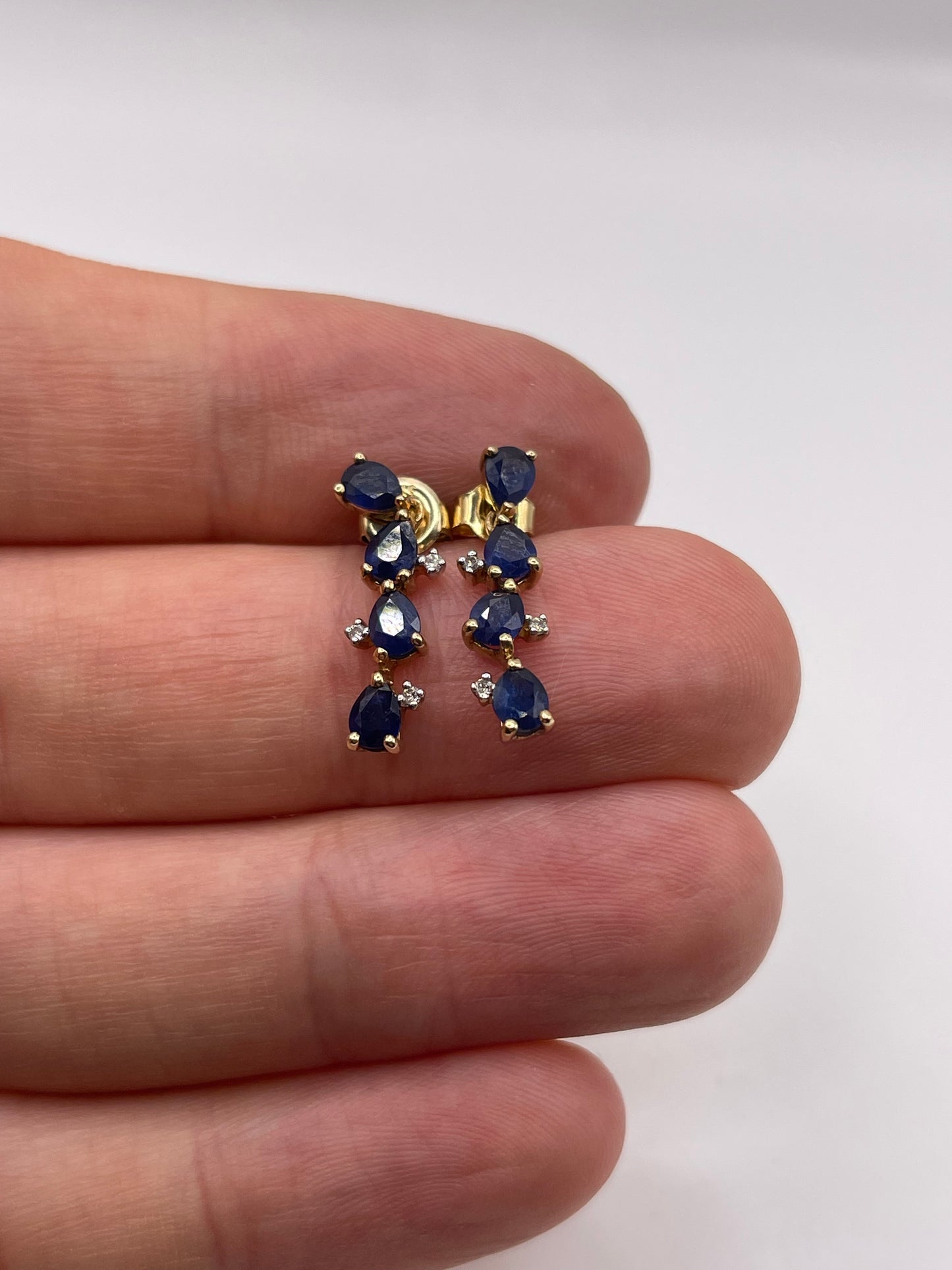 9ct gold sapphire and diamond earrings