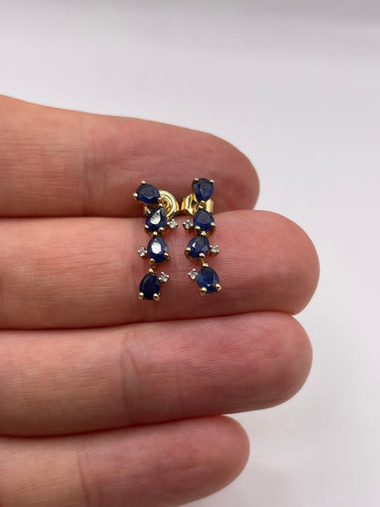 9ct gold sapphire and diamond earrings