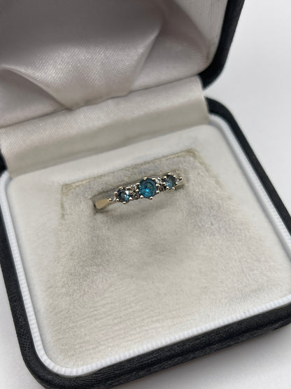 9ct gold blue topaz and diamond ring