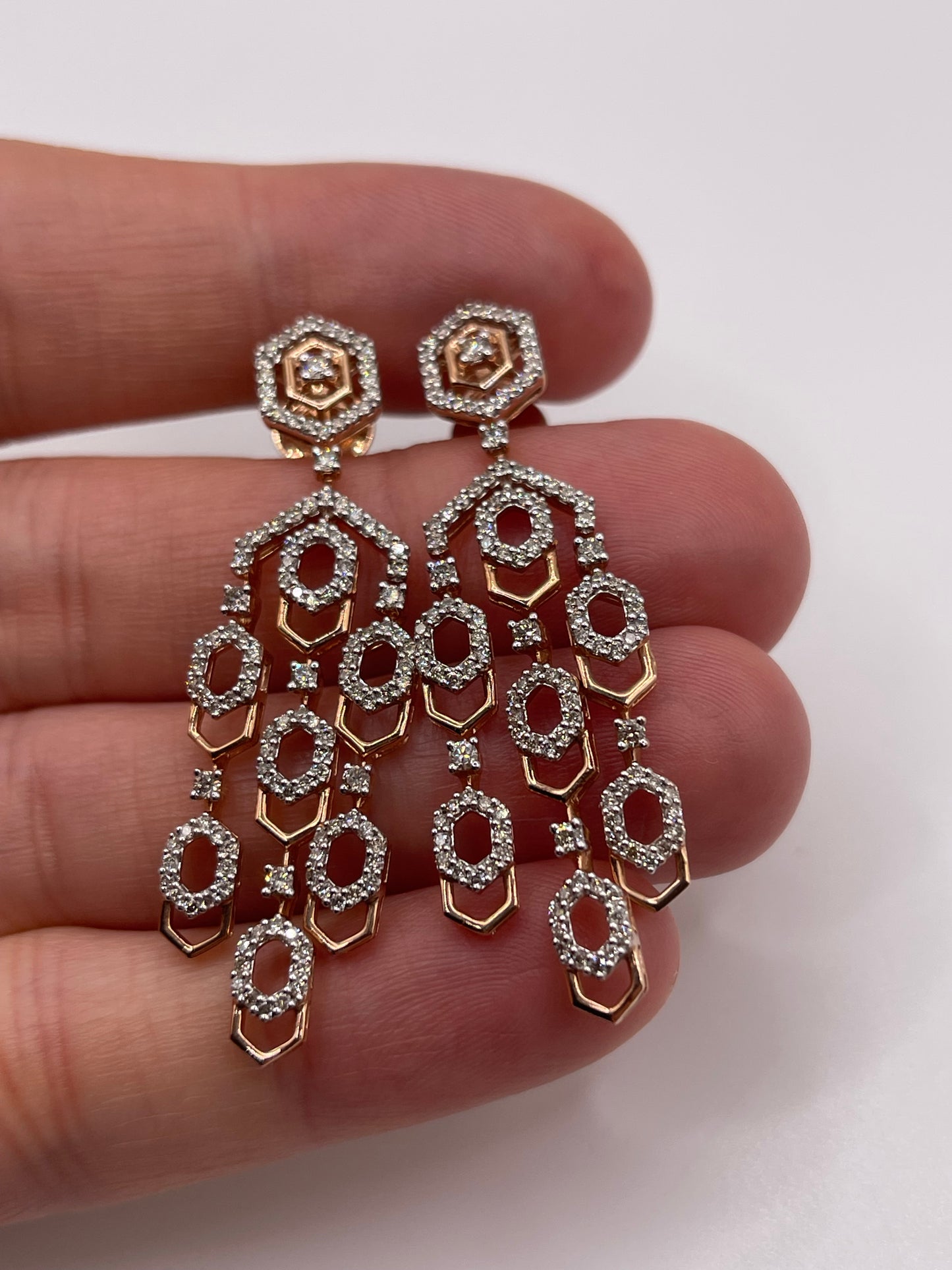 14ct rose gold 1.49ct diamond earrings