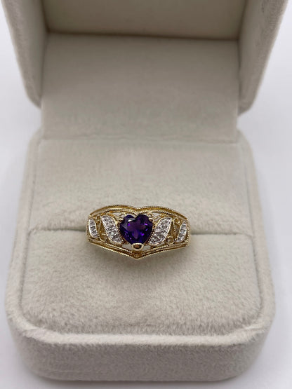 9ct gold amethyst and diamond ring