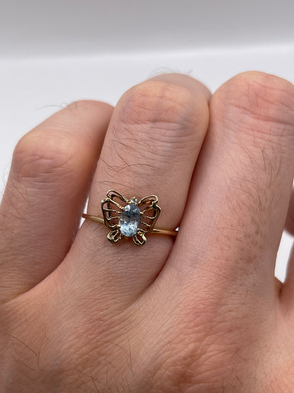 9ct gold blue topaz butterfly ring