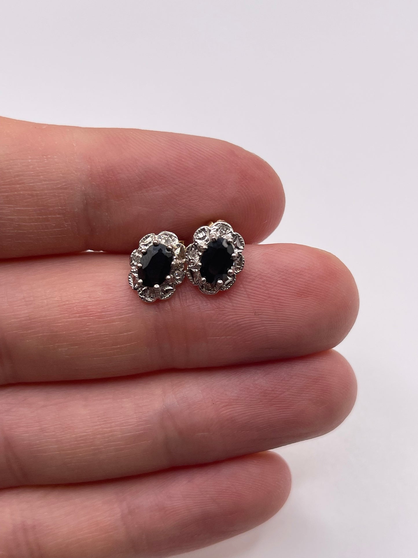 9ct gold sapphire and diamond earrings