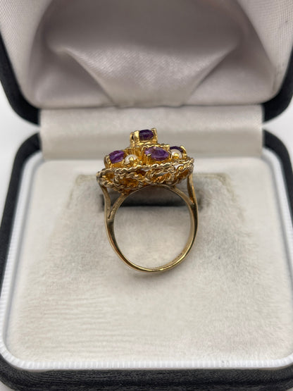 9ct gold amethyst and pearl ring