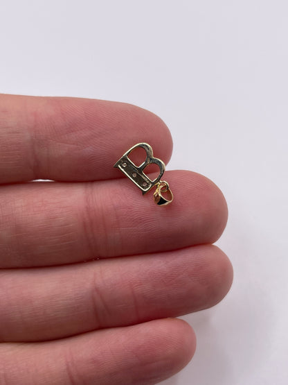 9ct gold diamond initial B pendant