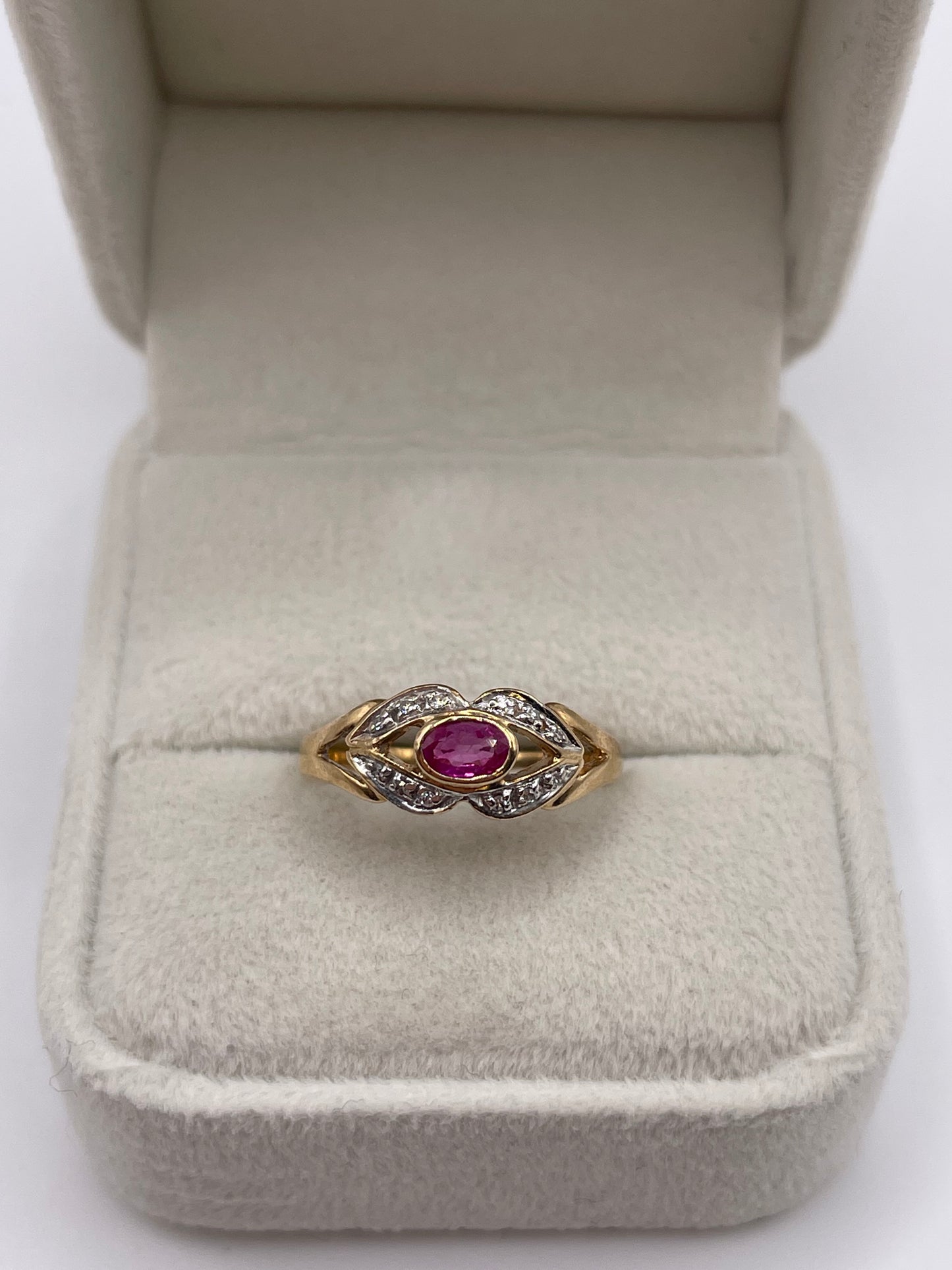 9ct gold ruby and diamond ring