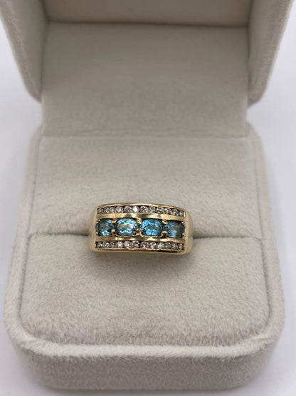 9ct gold topaz and diamond ring