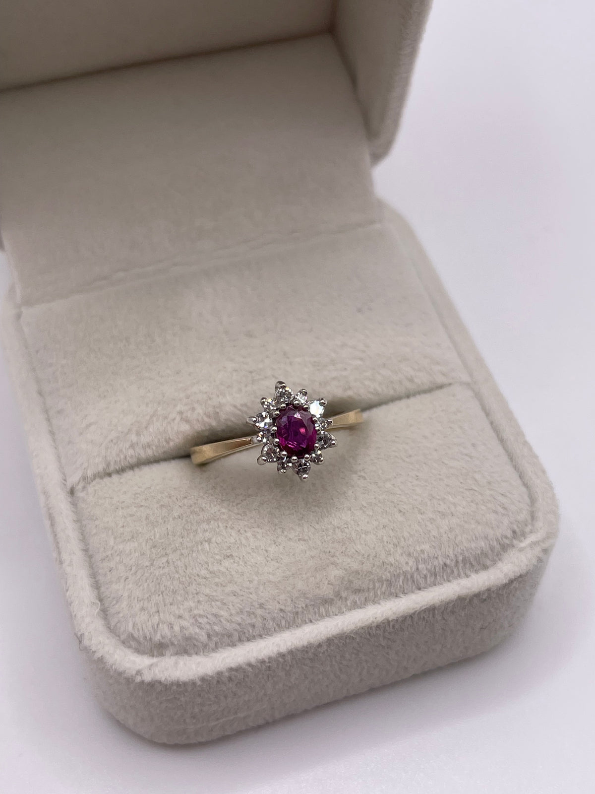 9ct gold ruby and diamond ring
