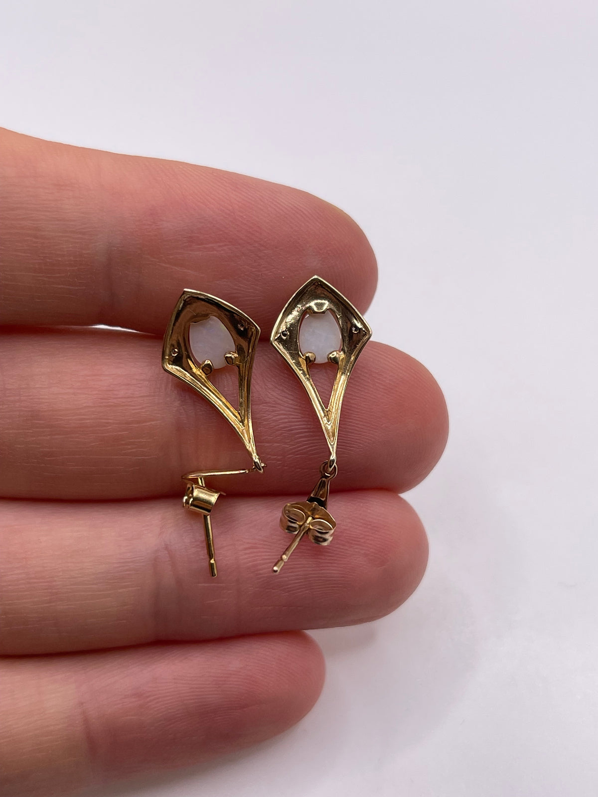 9ct gold opal and diamond earrings
