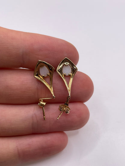 9ct gold opal and diamond earrings