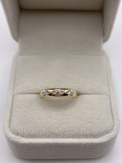 9ct gold cz gypsy ring