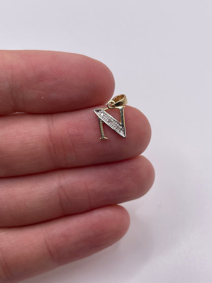 9ct gold diamond initial N pendant