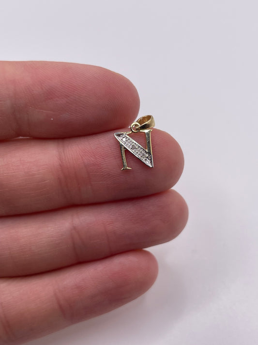 9ct gold diamond initial N pendant