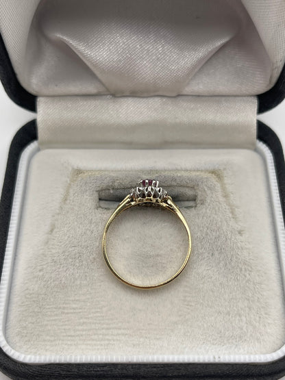9ct gold ruby and diamond ring