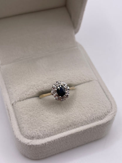 9ct gold sapphire and diamond ring