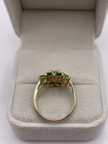 9ct gold multi gemstone cluster ring