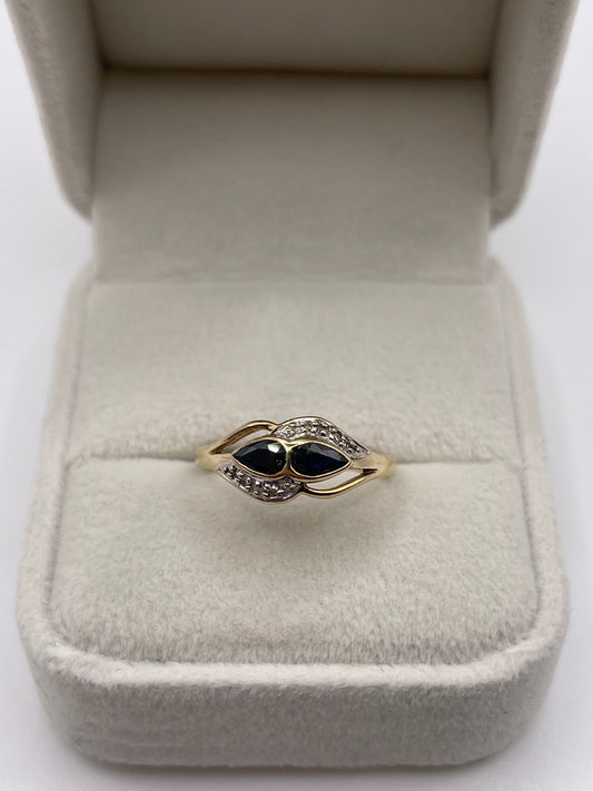 9ct gold sapphire and diamond ring