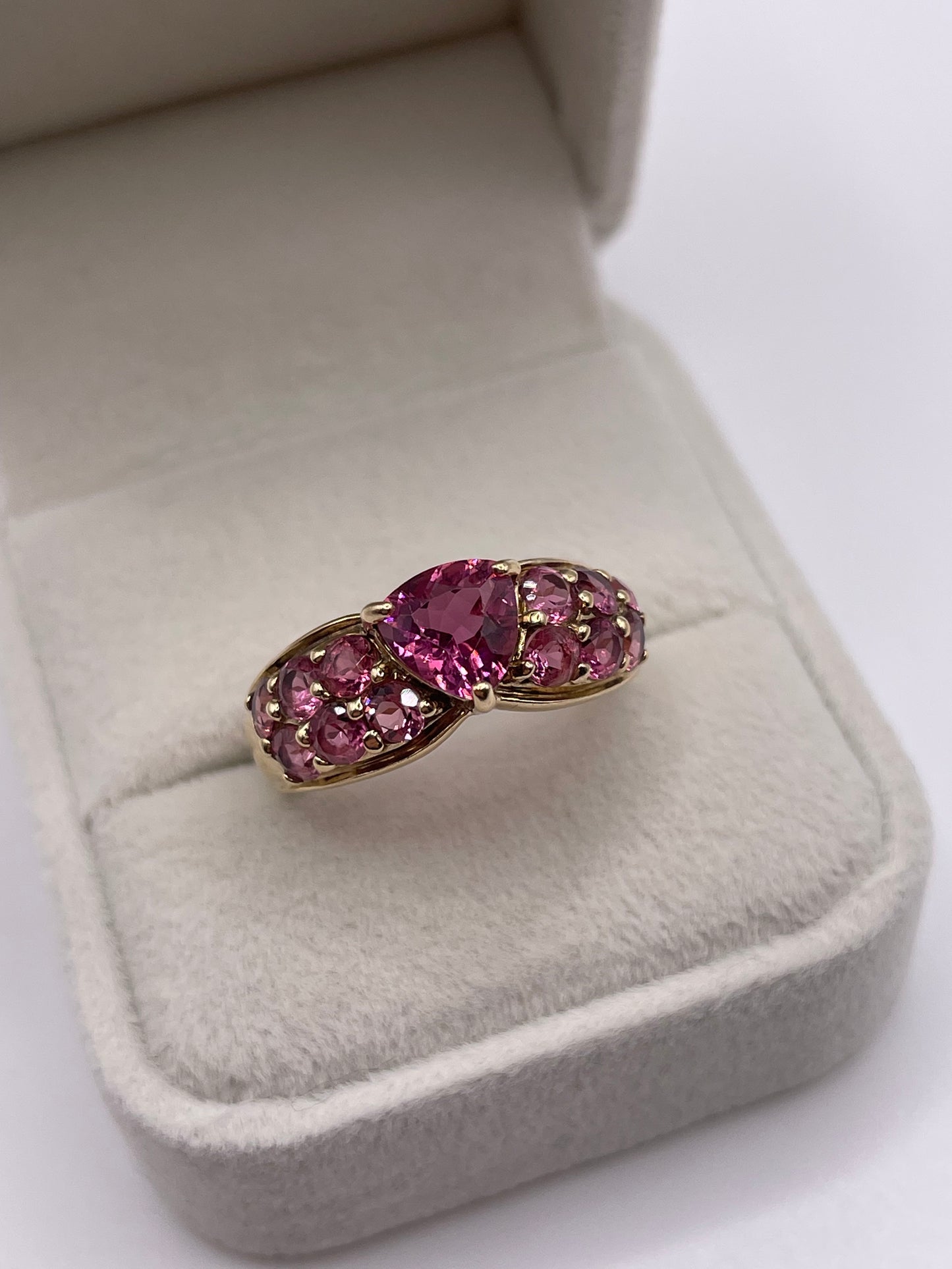 9ct gold pink topaz cluster ring