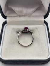 Load image into Gallery viewer, 9ct white gold ruby and zircon ring

