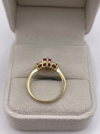 9ct gold ruby and diamond ring