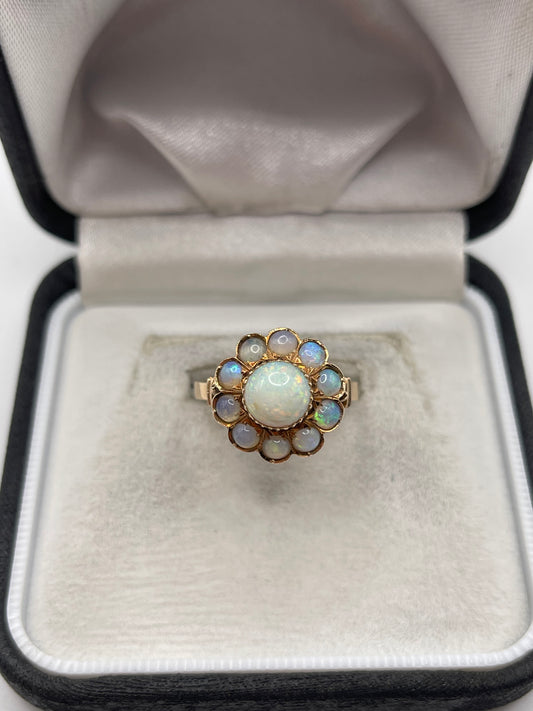 14ct gold opal cluster ring