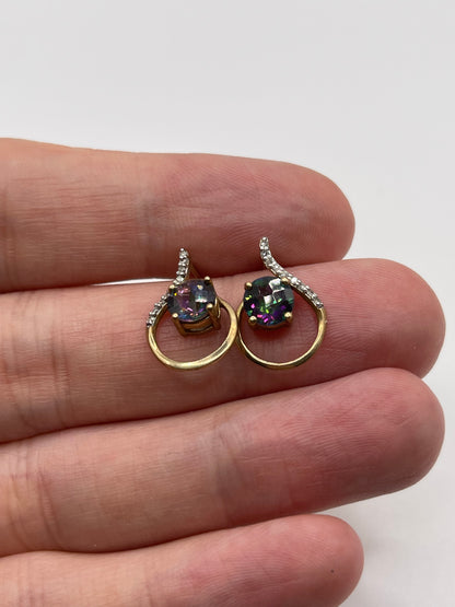 9ct gold mystic topaz and diamond earrings