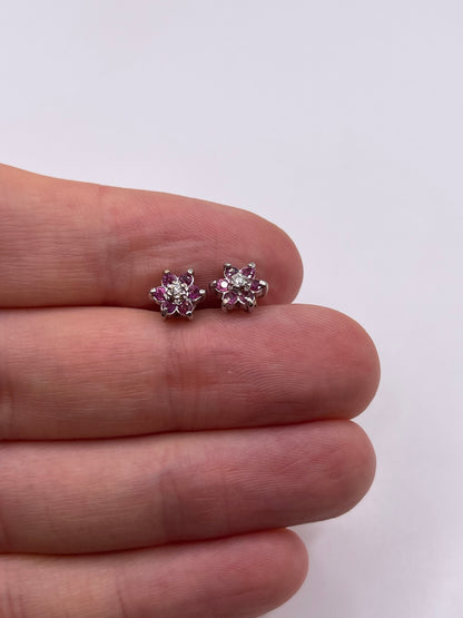 9ct gold ruby and diamond earrings
