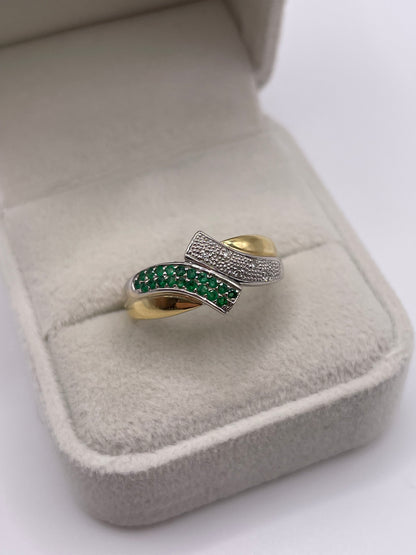 18ct gold emerald and diamond ring
