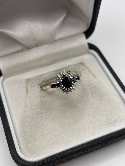 9ct gold sapphire and diamond ring
