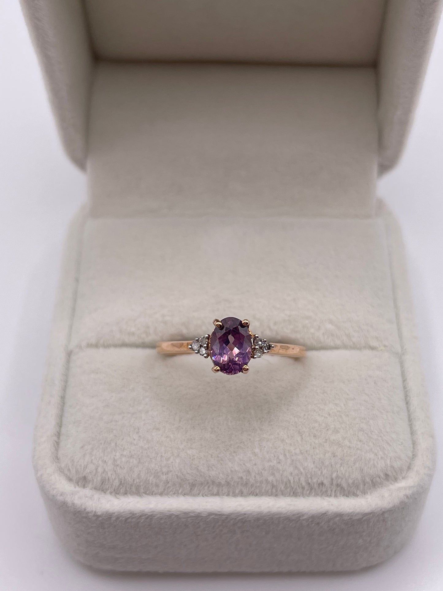 9ct rose gold quartz and diamond ring