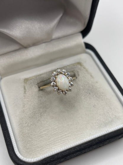 9ct gold opal and cz ring