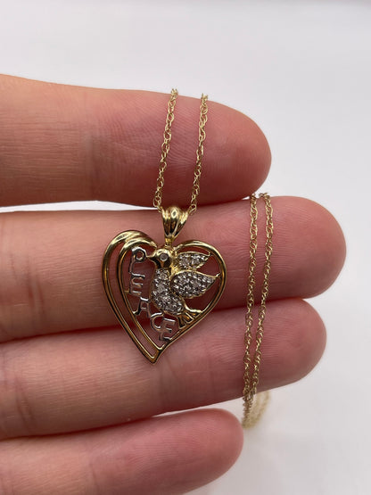 9ct gold diamond peace necklace