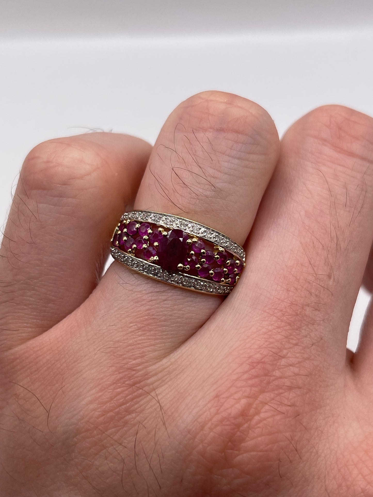 9ct gold ruby and diamond ring